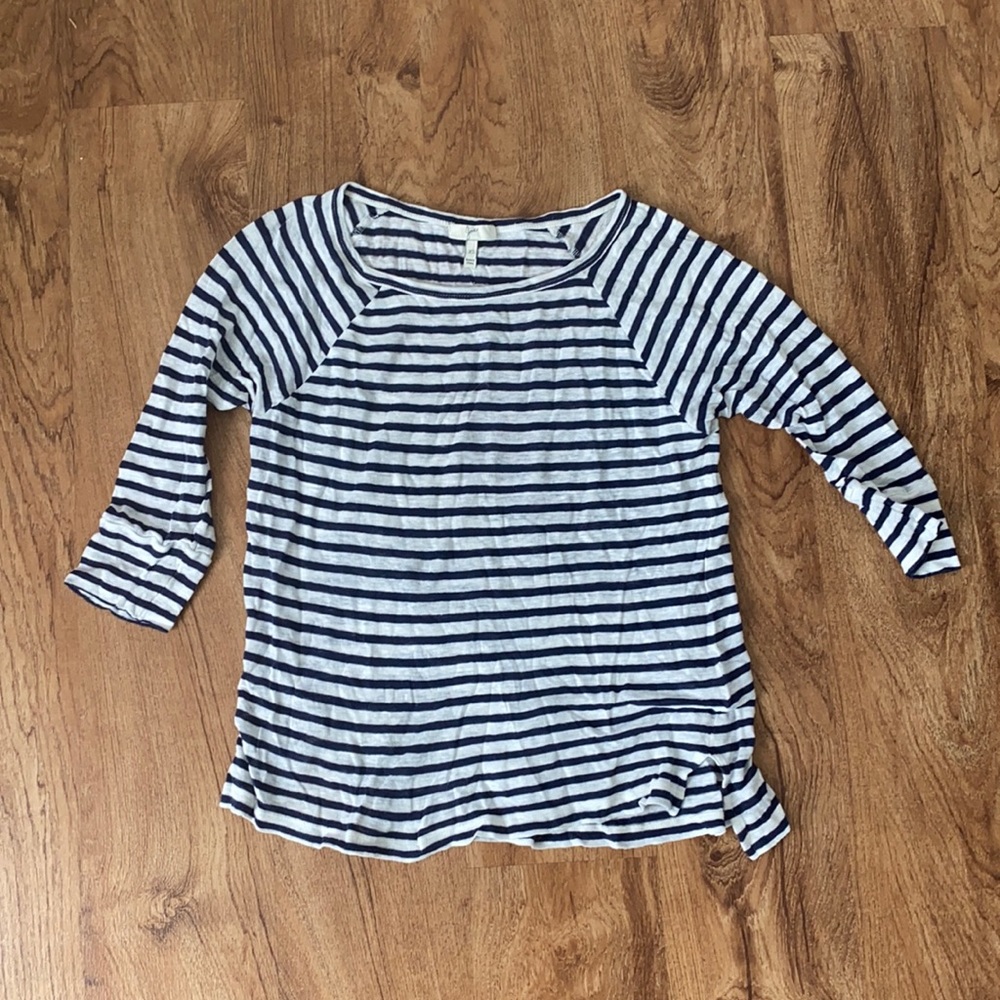 Joie 3/4 sleeve navy/white stripe shirt, XS